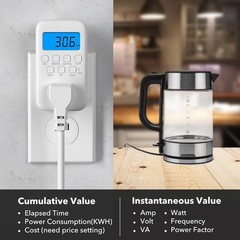 Watt Meter Plug with Backlight, Plug-In Socket Power Meter Electricity Usage Mon