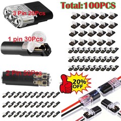 100Pcs 1/2/3 Pin Electrical Wire Connectors Kit Quick Splice Wire Connectors