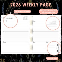2026 Planner – 2026, Jan. 2026 – Dec. 8.5” x 11”, A4, Black