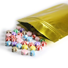 Different Sizes Flat Double-Sided Shiny Gold Silver Foil Mylar Zip lock Bag M