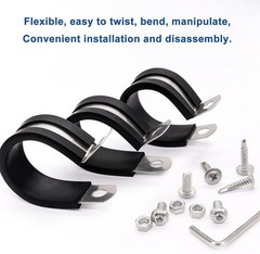 50pcs 1/2 Inch Cable Clamps 304 Stainless Steel Rubber Cushion Insulated Wire Cl