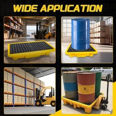 Drum Spill Containment Pallet with Drain – Leakproof Storage Platform, 2200lbs C