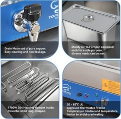 Listed 6 Pan Stainless Steel Food Warmer – 1700W Bain Marie for Catering