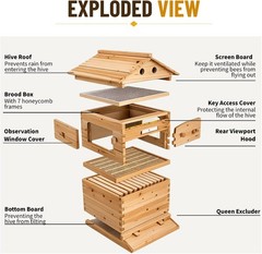 Automatic Beehive Starter Kit with 7 Gravity Auto hive Frames for Beekeeping