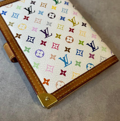 Louis Vuitton Monogram Multicolor Notebook Cover R20896 White Planner Cover Auth