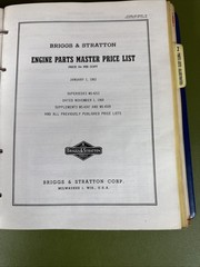lot of 40 + vintage Briggs & Stratton Illustrated Parts List Manuals & Binder