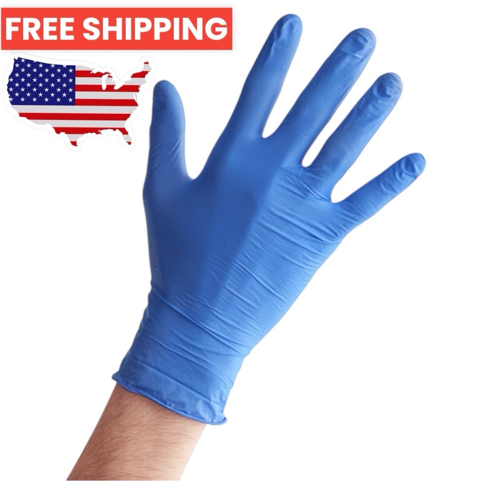 100 Pcs Low Dermatitis Potential Nitrile Blue Exam Grade 4 Mil Textured Gloves-L
