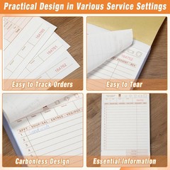 4 Pack (1000 Sheets) Guest Server Checks,2 Part Carbonless, Numbered,8.2″ X 4.3″