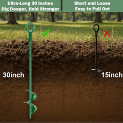 8 Pack 30″ Shed Anchor Kit, Triple Helix Ground Earth Anchors with 100 FT 3/16″