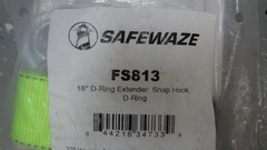 Safewaze FS813 18″ Web Extender With D-Ring And Double Locking Snap Hook