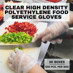 10000 Pieces, X-Large 1.5 mil HDPE Food Service Gloves Clear Polyethylene