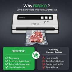 FRESKO Vacuum Sealer Machine with Automatic Bag Detection, Double Heat Seal/kit