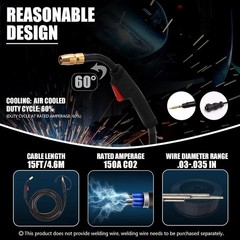 High-Performance 15FT MIG Welding Gun for Miller & Multi-Model Compatibility