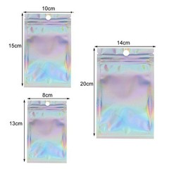 Holographic Mylar Bags Smell Proof Food Storage Resealable Ziplock Foil Pouch