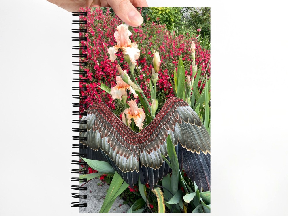 Blank Journal 5.5 × 8.5 Inches, Garden Angel – Irises, Spiral Bound, 140 Pages
