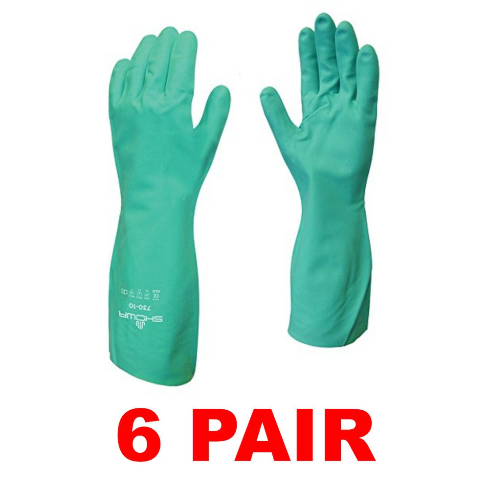 SHOWA 730 13″ Chemical Resistant, Nitrile, Gloves (6 Pair) – SM-2XL