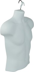 Molded Man’s Shirt Torso Form Fits S – L Hanging Male Mannequin White