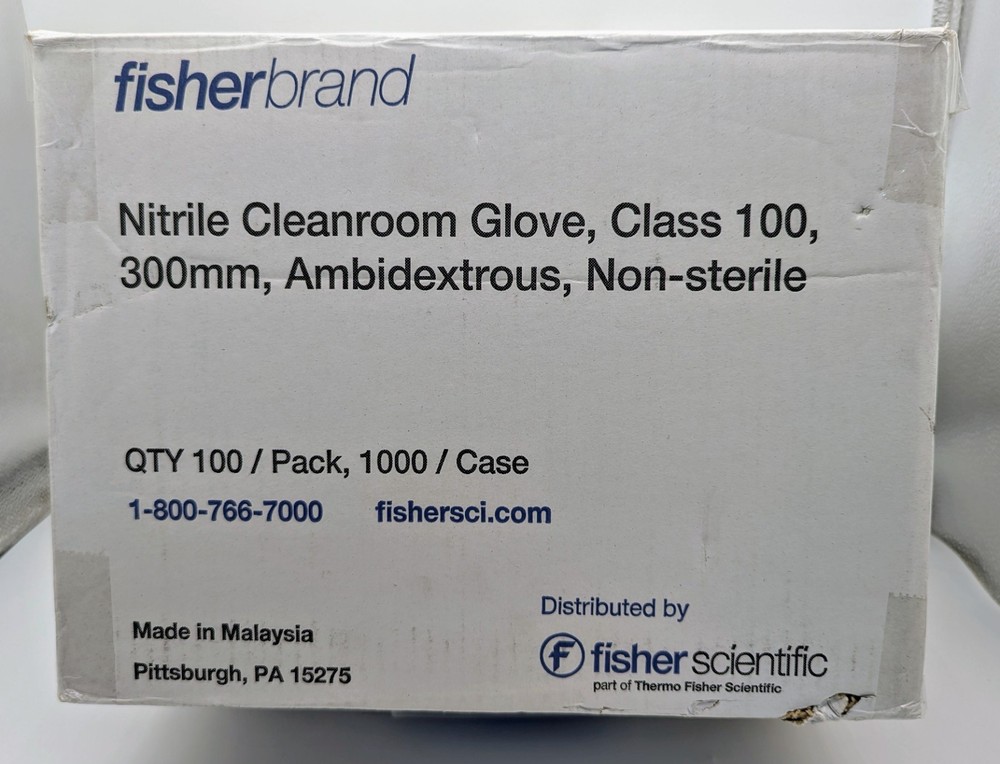 NEW Case of 1000 Fisherbrand Nitrile Class100 Cleanroom Non-Sterile XS Gloves