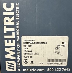 ⚡️MELTRIC 100AMP 33-64176-C-K07 RECEPTACLE / CONNECTOR DS100C 2P 3R 125/250V⚡️