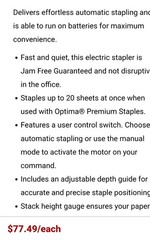 NEW Swingline Optima 20 Electric StaplerDesktop, Auto/Manual, 20 Sheets, Silver