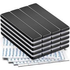 20 Pack Strong Neodymium Magnets with Adhesive – 60x10x3mm Rectangular Black