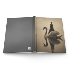 Vintage Victorian Swan Woman Gothic Notebook Black White Dark Journal