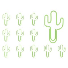 12Pcs Paper Clip, Cactus Shape Paper Clip Small Cute Bookmarks, Green