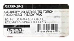 Lincoln Electric K5359-20-2 Caliber 20 Series TIG Torch R.P. 25 Ft (7.6 M)