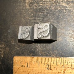 2 Print Blocks “ Letter R “ Lead Print Blocks, Nice Script