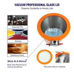 BACOENG 3 Gallon Tempered Glass Lid Vacuum Chamber, Stainless Steel Degassing