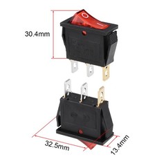 5 x Boat Rocker Switch Red LED Light DC 12/24V ON/OFF AC 250V/15A 125V/20A SPST