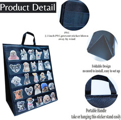 Double-Sided Sticker Display Stand with Handle, 4″ Card Organizer, Black