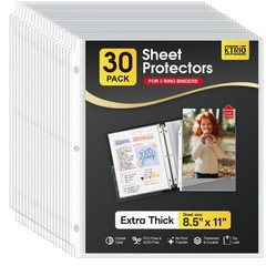 Heavy Duty Sheet Protectors for 3 Ring Binder 30 Pack, 8.5 x 11 | Extra Thick…