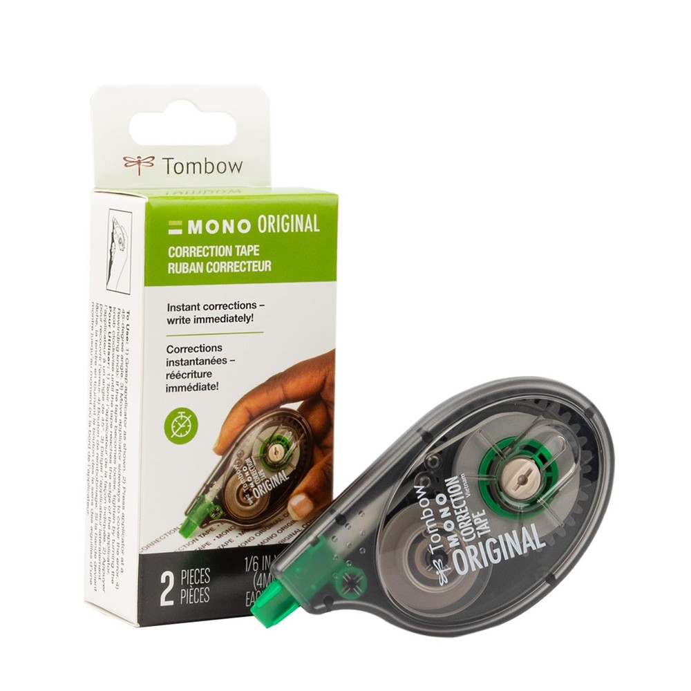 Tombow 68627 MONO Correction Tape Non-refillable White 1/6″ x 394″ 2 Count Pa…