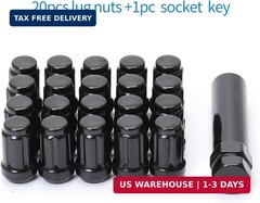 Acorn M12x1.5 Black Spline Lug Nuts – Set of 20, 1.38″ Long, Fit for Honda Accor
