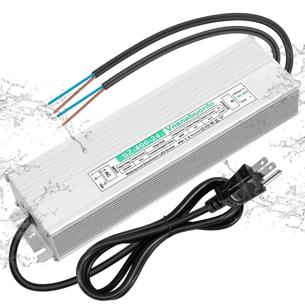High PF 24V 400W LED Driver Power Supply, 90-170V AC to 24V DC Converter, IP6…