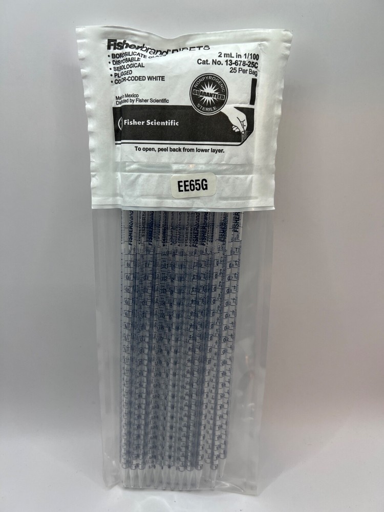 Fisher Pipets 2z mL in 1/10, borosilicate glass – 10 Packs of 25 – 250 Total