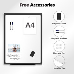 VUSIGN 36×24 Magnetic Dry Erase Whiteboard, Wall Mount, Black Frame