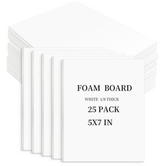 Golden State Art White Foam Boards 25 Pack 5X7 Foam Core Board 1/8 Thick Acid