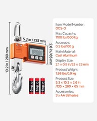 Uimoso Digital Crane Scale 1100 lbs/500 kg Industrial Heavy-Duty Hanging Scale
