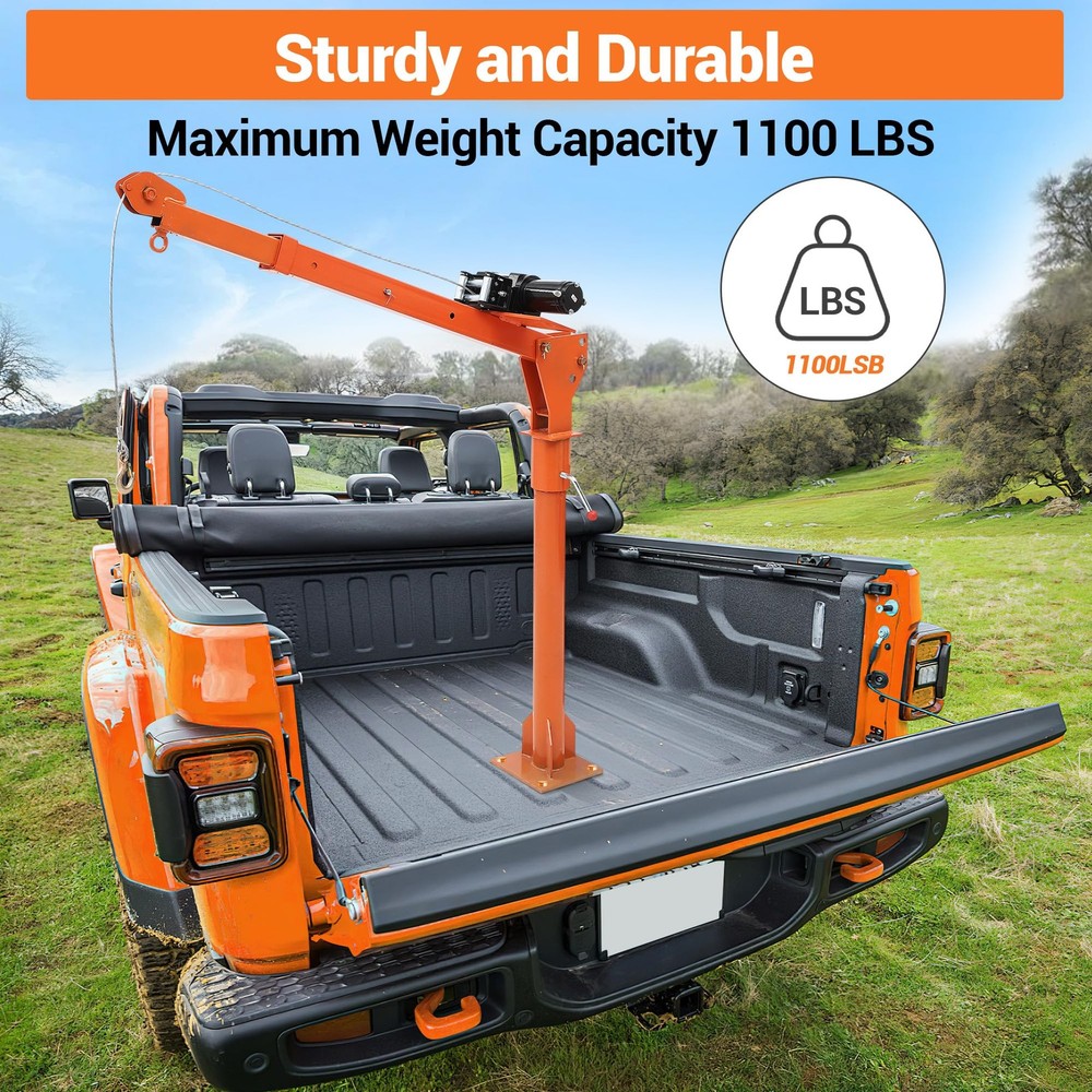 ❤️Electric Pickup Truck Crane Hoist Crane 1100 lbs 360° Swivel Hoist Lift 1100 L