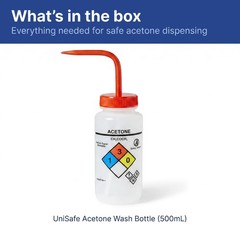 United Scientific™ Acetone Wash Bottle, 500mL LDPE Squeeze Dispenser