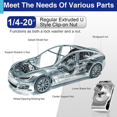 20 Pack 5/16-18 Extruded U-Nuts 304 Stainless Steel U Clip Car Clips Fasteners