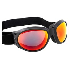 Birdz Eyewear Red Baron Motorcycle Aviator Goggles Black Padded Frame Clear