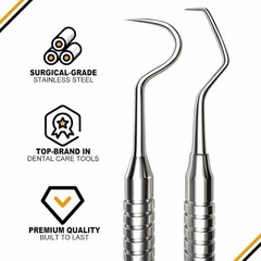 Dental Tools, Dental Pick for Teeth Cleaning, Stainless Steel Hygiene Kit with T