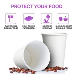 White 6 Oz Disposable Paper Coffee Cups, 100 Count for Hot Beverages, Tea