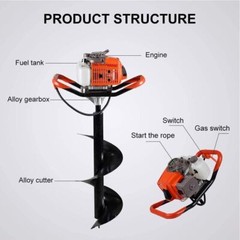 72CC Post Hole Digger with 4″ 8″ 12″ Auger, Powerful Gas Engine for Digging