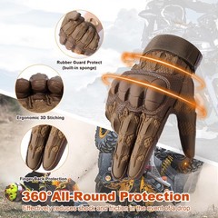 Touchscreen Anti-Slip Full Finger Gloves for Men Brown Large
