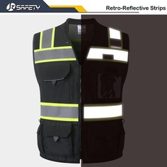 Hi-Vis Unisex Surveyor Safety Vest Heavy Duty PPE Inner Pockets ANSI/ISEA Com…