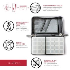 Leantravel Pill Case Organizer For Travel Passport Wallet Color Grey Size Extra